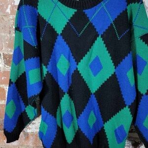 Cuddle Knit Black and Blue Sweater